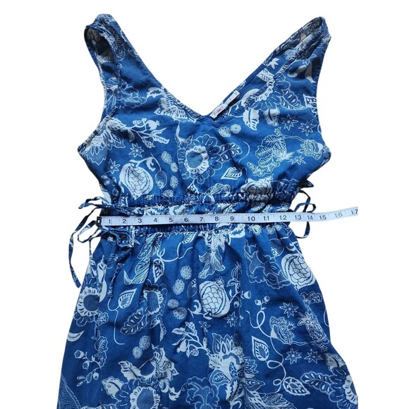 Faherty Sandbar Maxi Dress Womens L Organic Cotton Blue Floral Resort Coastal - Picture 7 of 8